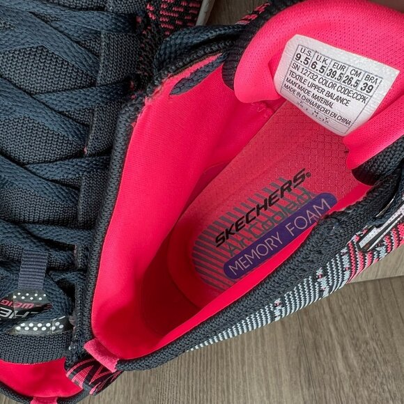 Skechers Burst Sweet Symphony Sneakers Womens 9.5 Lace Up Knit Mesh Black Pink - Picture 12 of 12